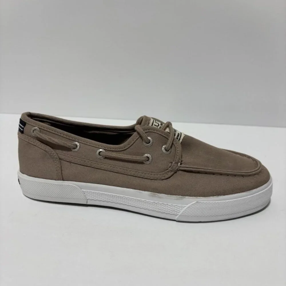 Nautica Men’s Spinnaker Twill Brown Boat Shoes, Size 8 M